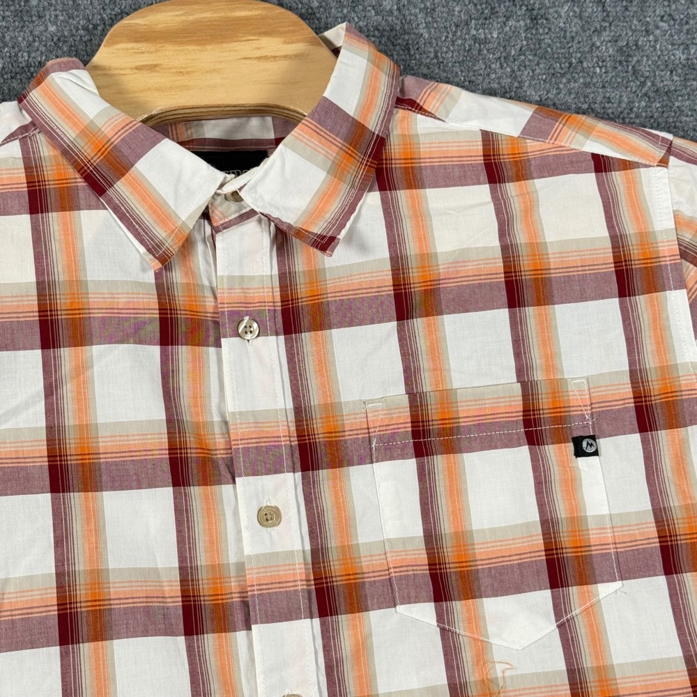 Marmot Plaid Button Up SS Chest Pocket Casual Shirt Lightweight Outdoor XXL